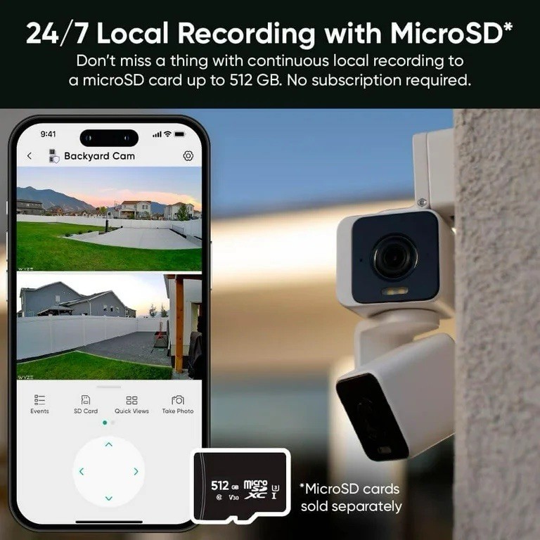 Wyze Duo Cam Pan Indoor/Outdoor IP65 2K 360° Pan/Tilt Smart Home Security Camera