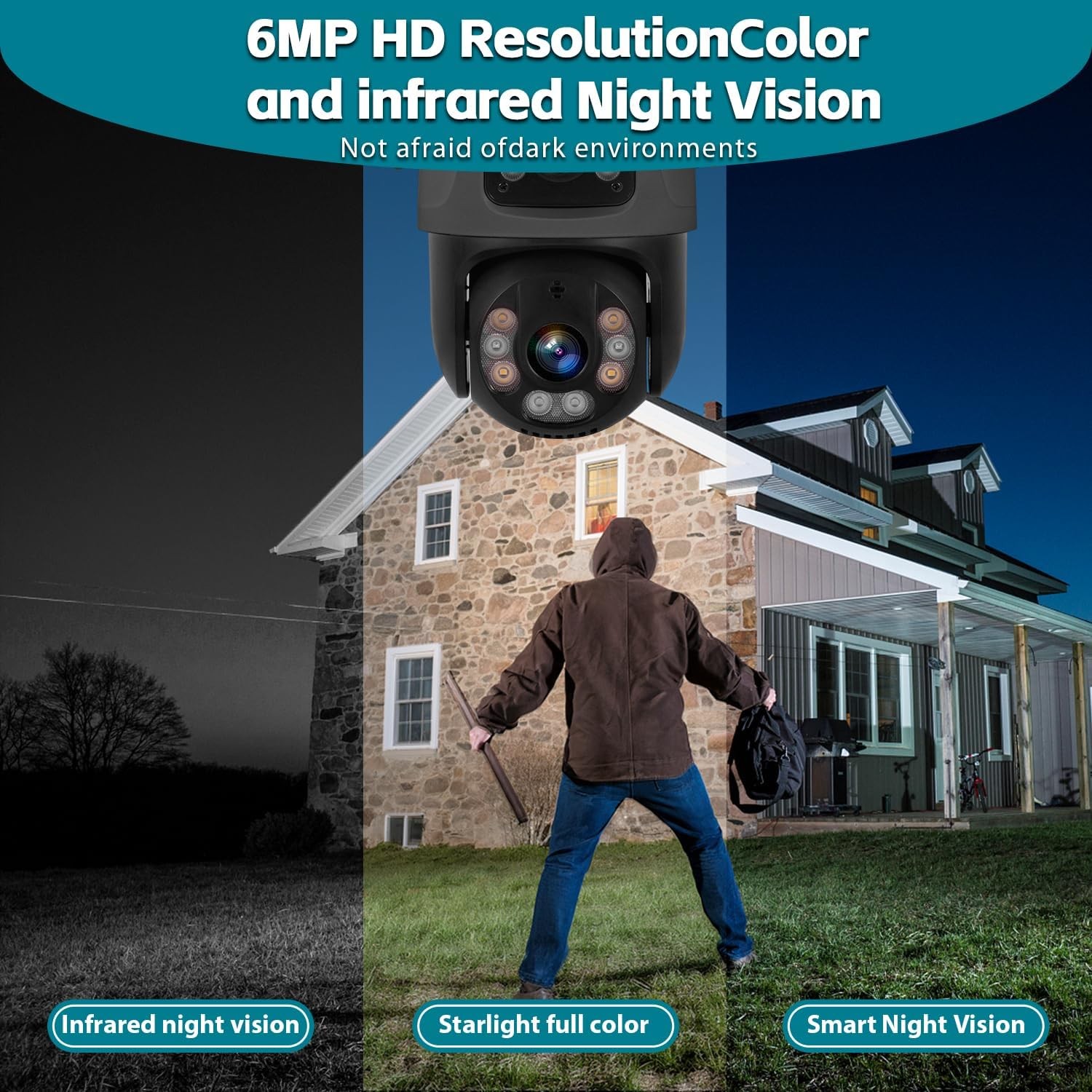 Security Camera System Outdoor Wireless Audio Wifi Home CCTV 6MP 8CH NVR 500GB