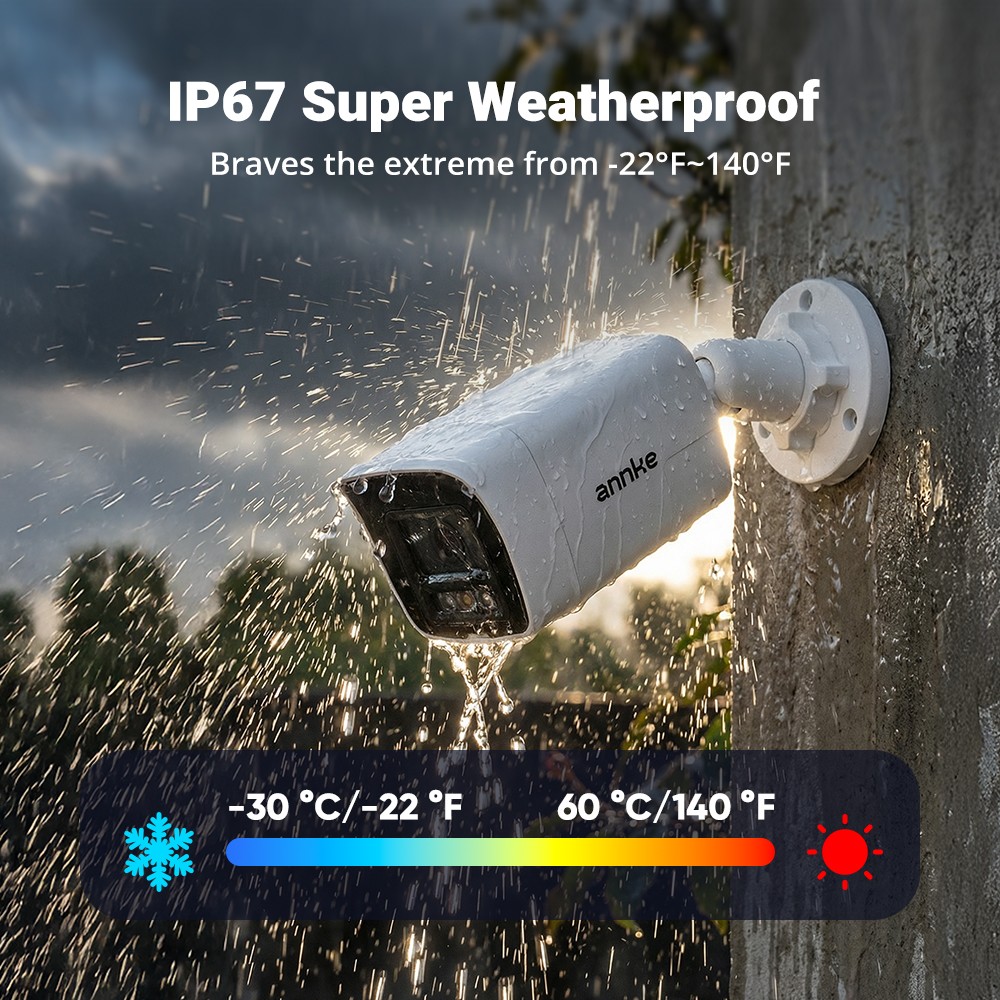 ANNKE 5MP Audio POE Security IP Camera 3K Outdoor Color Night AI Human Detection