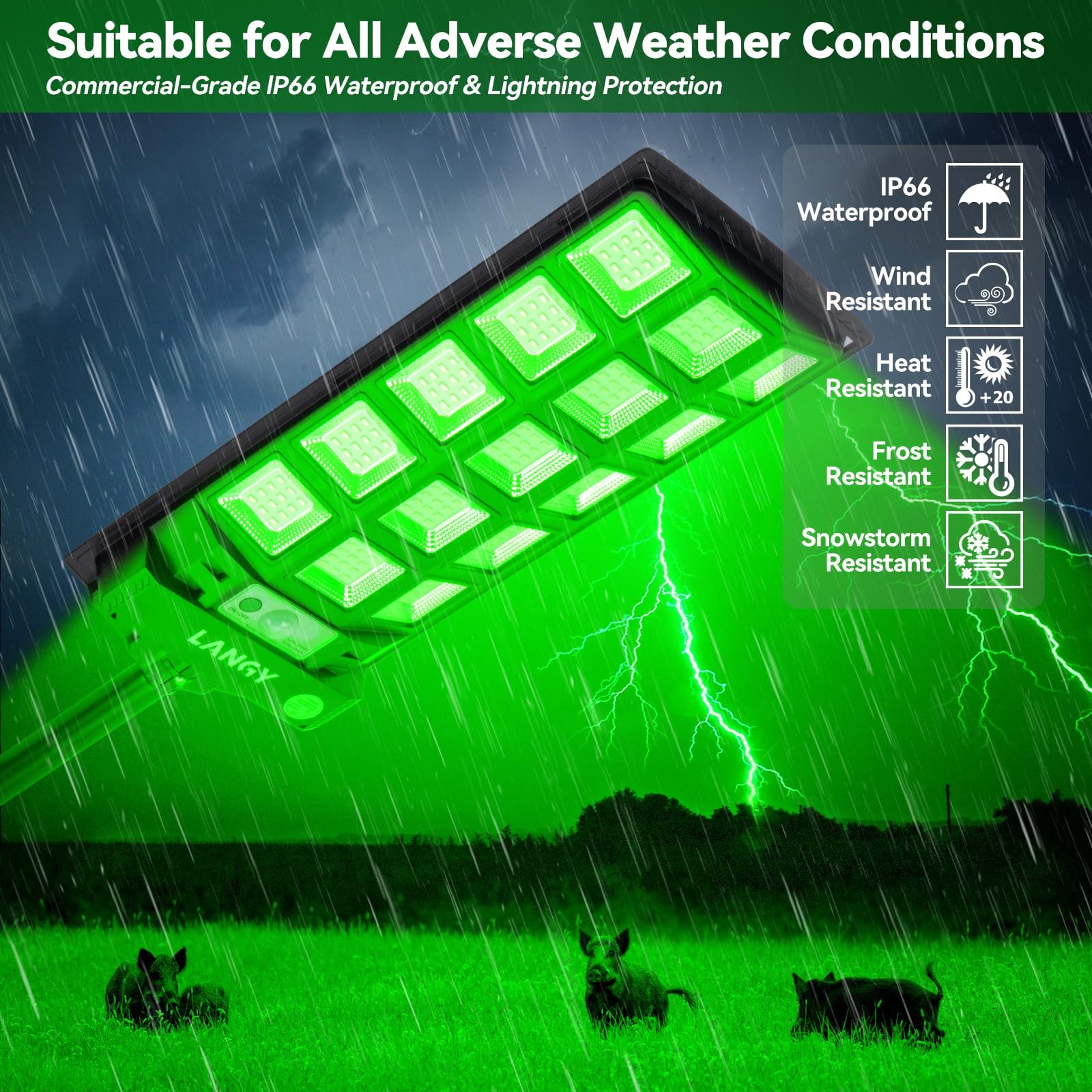 LANGY 2PACK Hog Lights 12000LM Waterproof, Green Light for 2 PACK, Black
