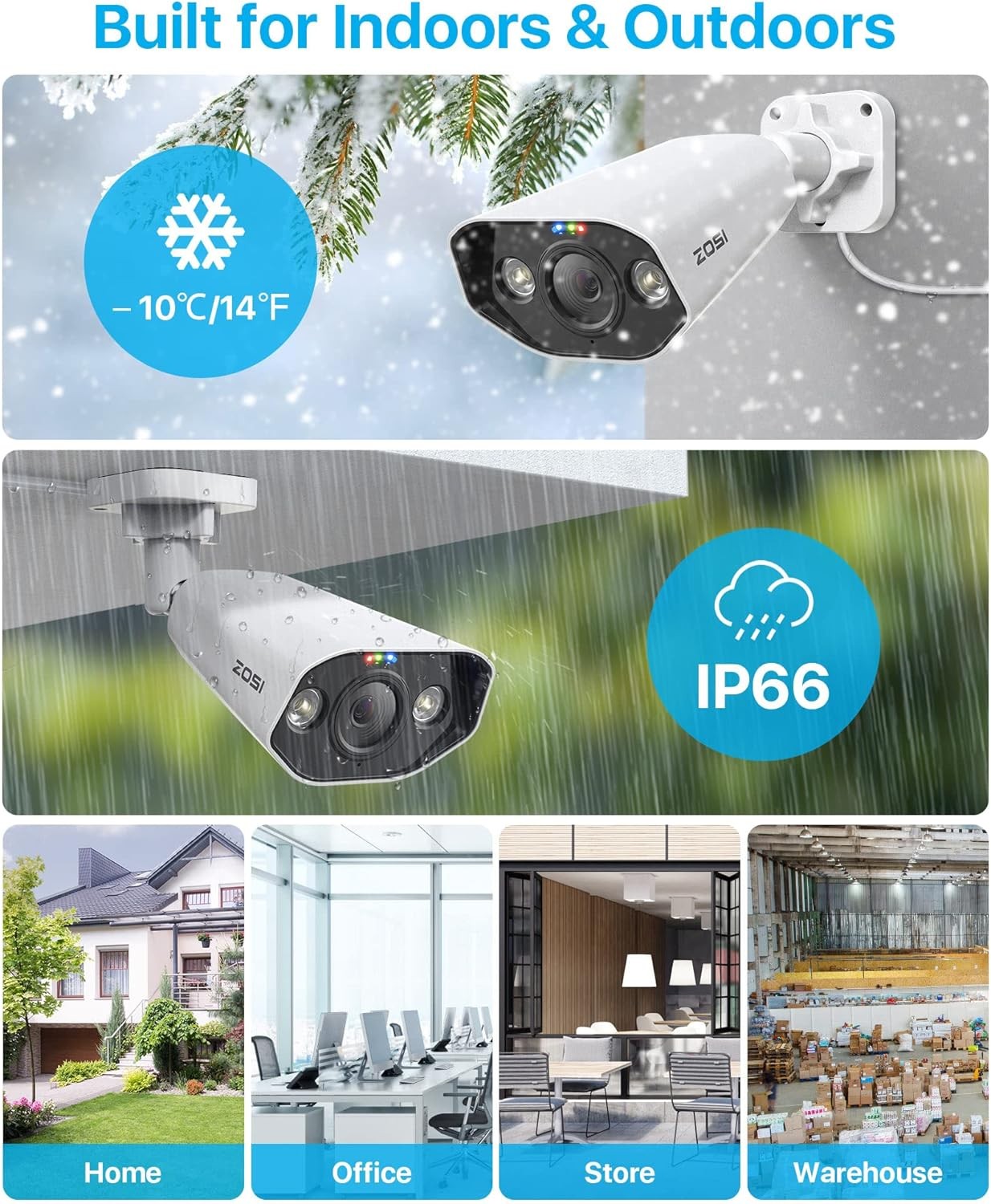 ZOSI 4K H.265+16CH PoE Security Camera System 12x 8MP Outdoor PoE IP Cameras 4TB