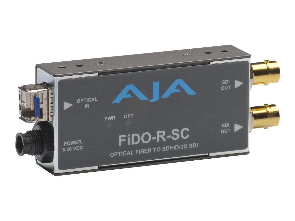 AJA FiDO-R-SC Active Video Converter Gray BNC 20V 1-Channel Single-Mode SC