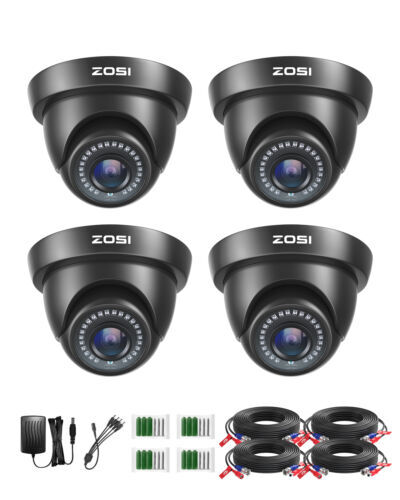 ZOSI 4PK 1080P HD Home TVI Security Cameras Outdoor CCTV Night Vision Alert IP66