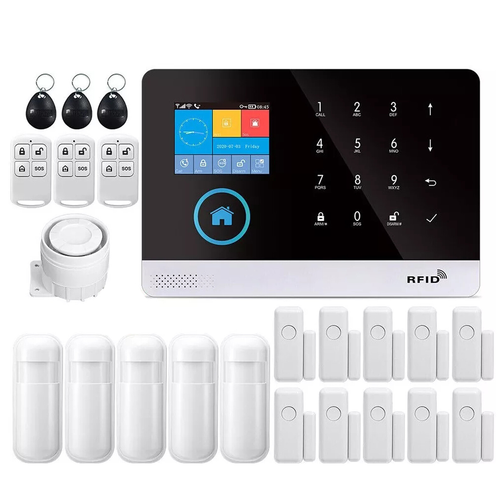 Wirless Intelligent Burglar Home Security Alarm System 433MHz GSM App Control