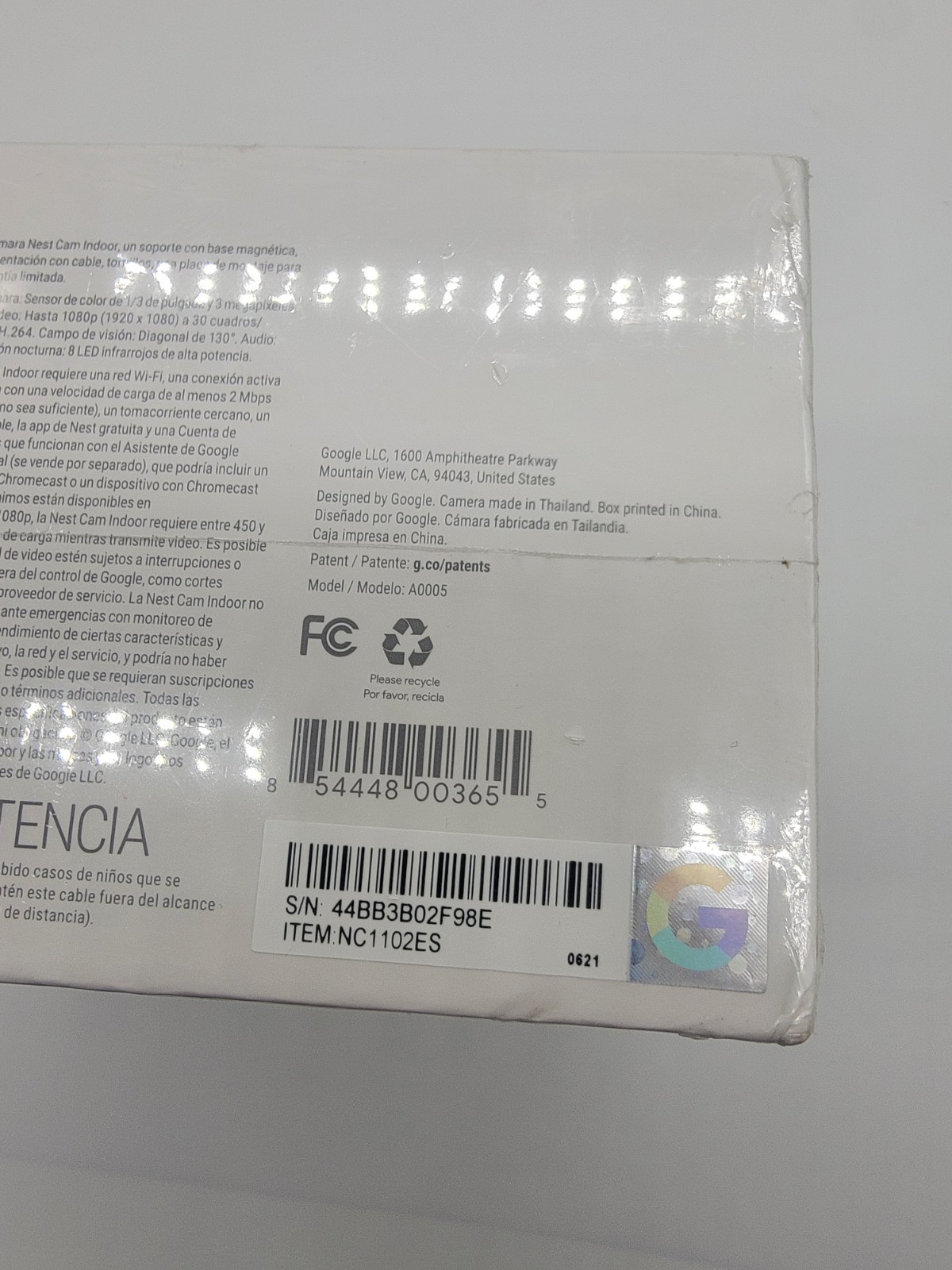 Google Nest NC1102ES Cam Indoor Security Camera 1st Generation SEALED