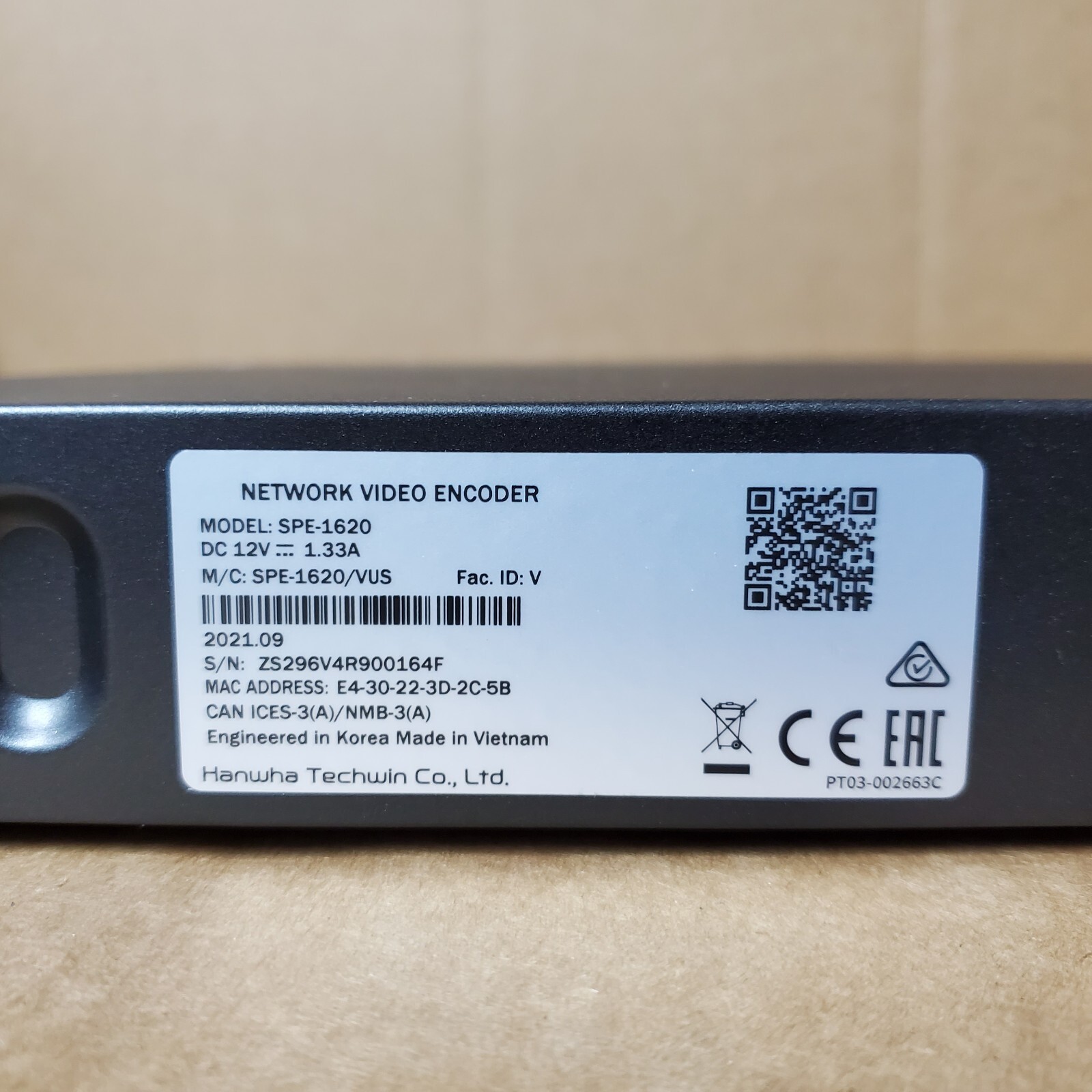 Hanwha Techwin WiseNet SPE-1620 16-Channel 2MP Network Security Video *READ*