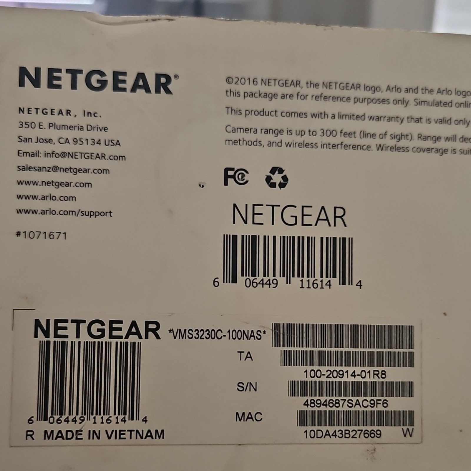 NETGEAR Arlo VMS3230C 2 Wireless HD Cameras Night Vision Indoor/Outdoor