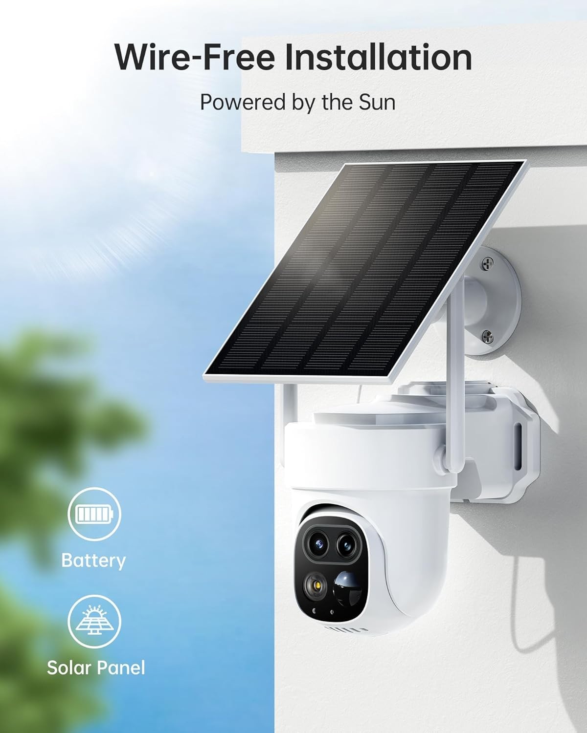 Solar Security Cameras Wireless Outdoor 4-Pack with NVR, Dual-Lens 4K (2K+2K) PT