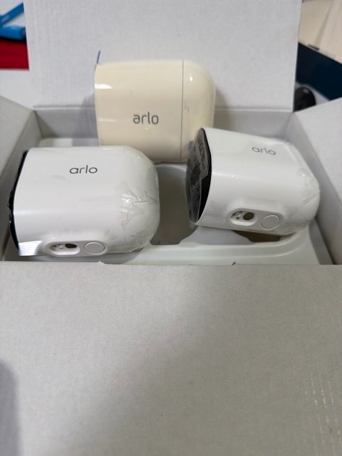 Arlo Pro 4 Camera 3 Pack Wireless Security Spotlight Cameras 2K HDR Video •READ•