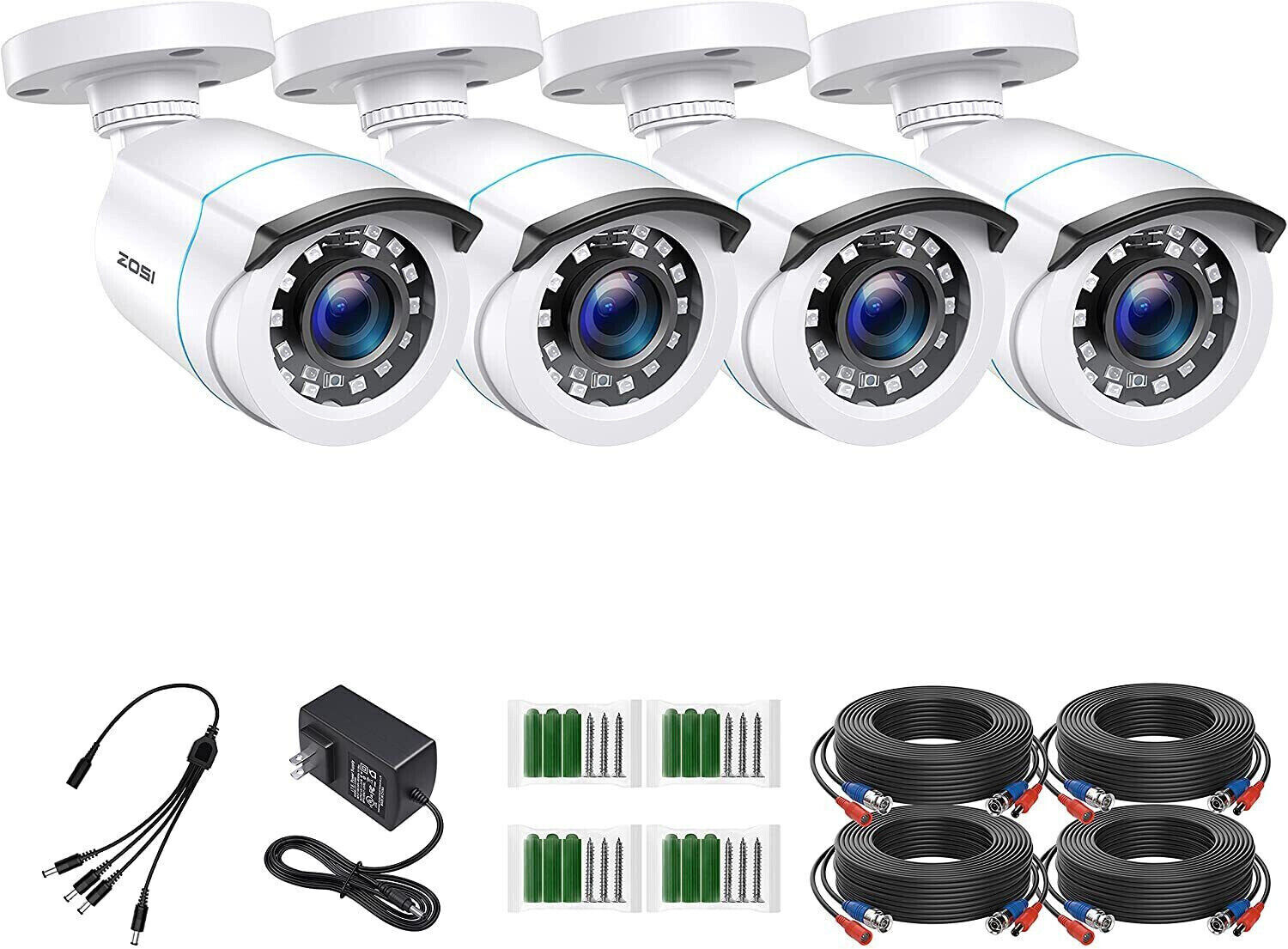 ZOSI 4X 1080P HD TVI 80ft IR-Cut Security Surveillance CCTV Outdoor 2MP Camera