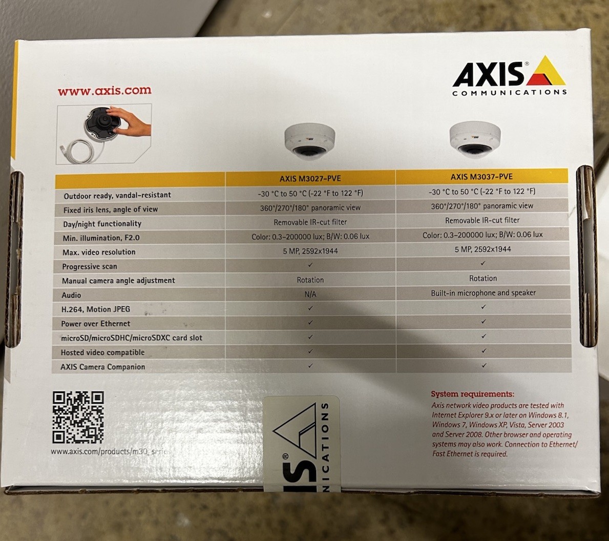 AXIS M3037-PVE Outdoor Panoramic Fixed Mini Dome IP Camera PoE