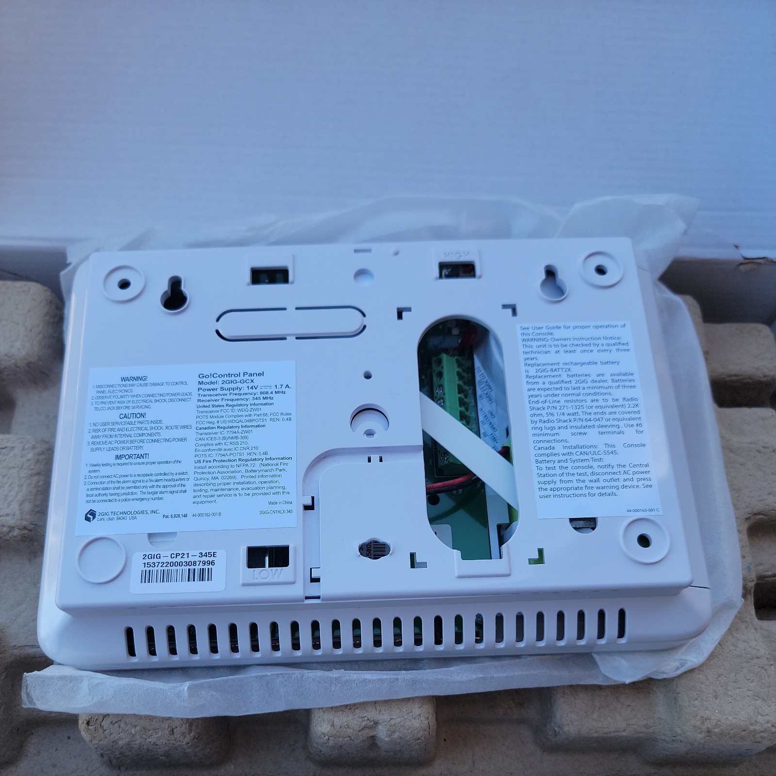 2GIG GO! Control Panel 2GIG-GCX Unit Only No Power Supply