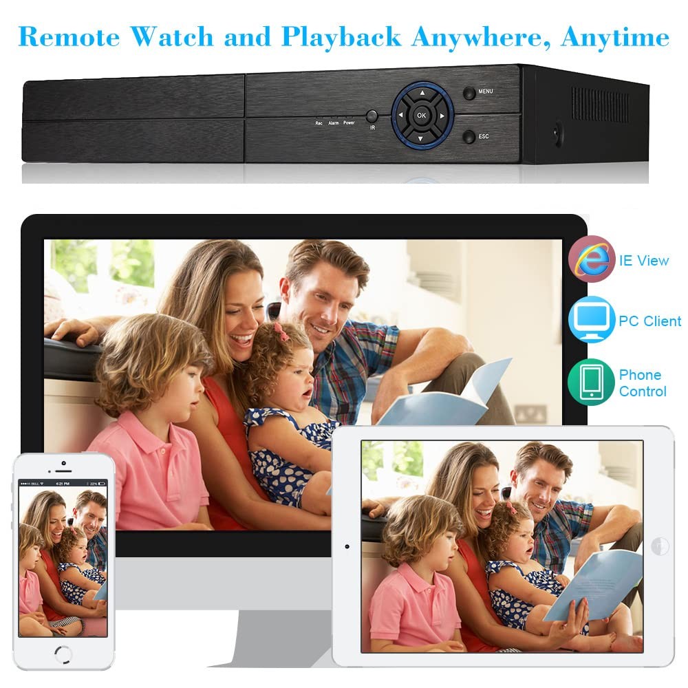 4 Channel Security Camera System 1080P DVR and 4pcs HD Weatherproof Cameras, …
