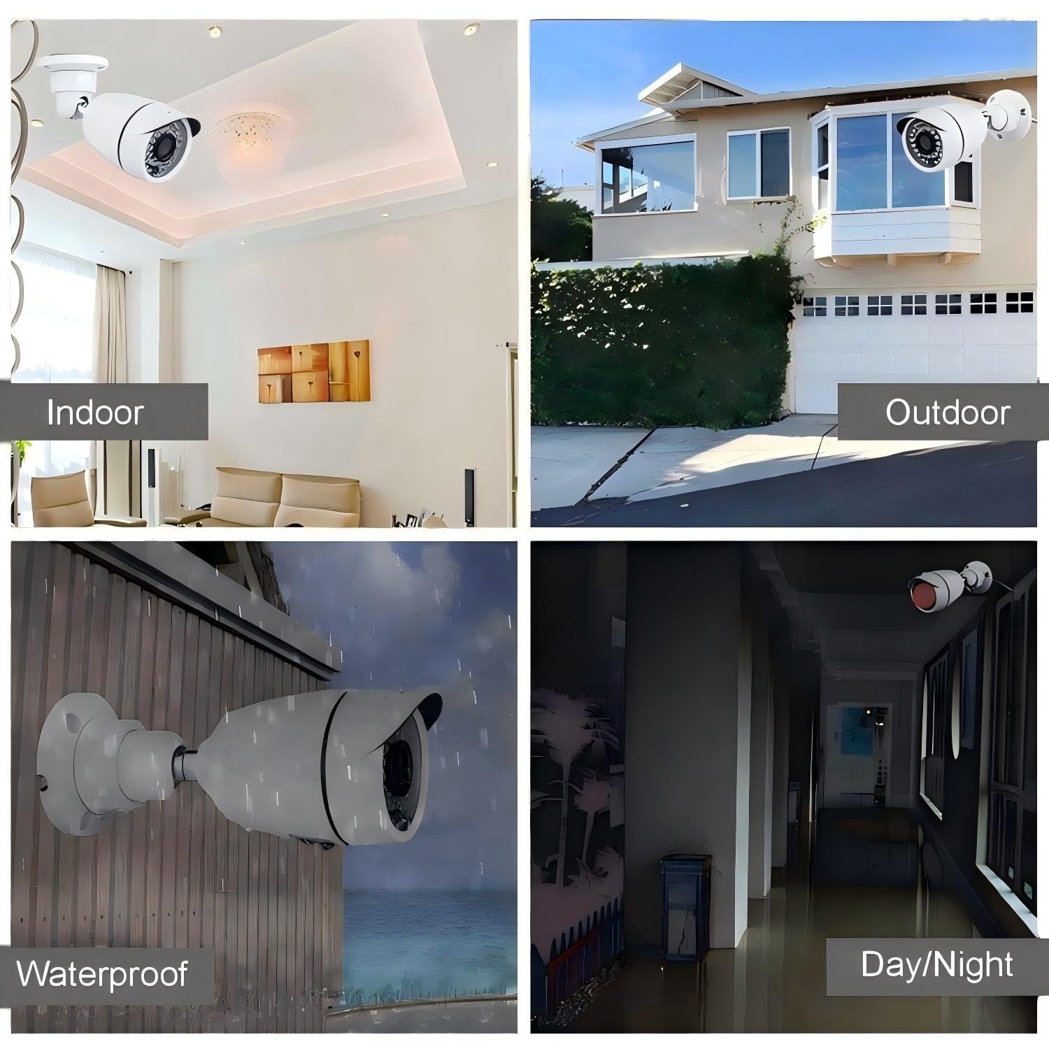 4 Channel Security Camera System 1080P DVR and 4pcs HD Weatherproof Cameras, …