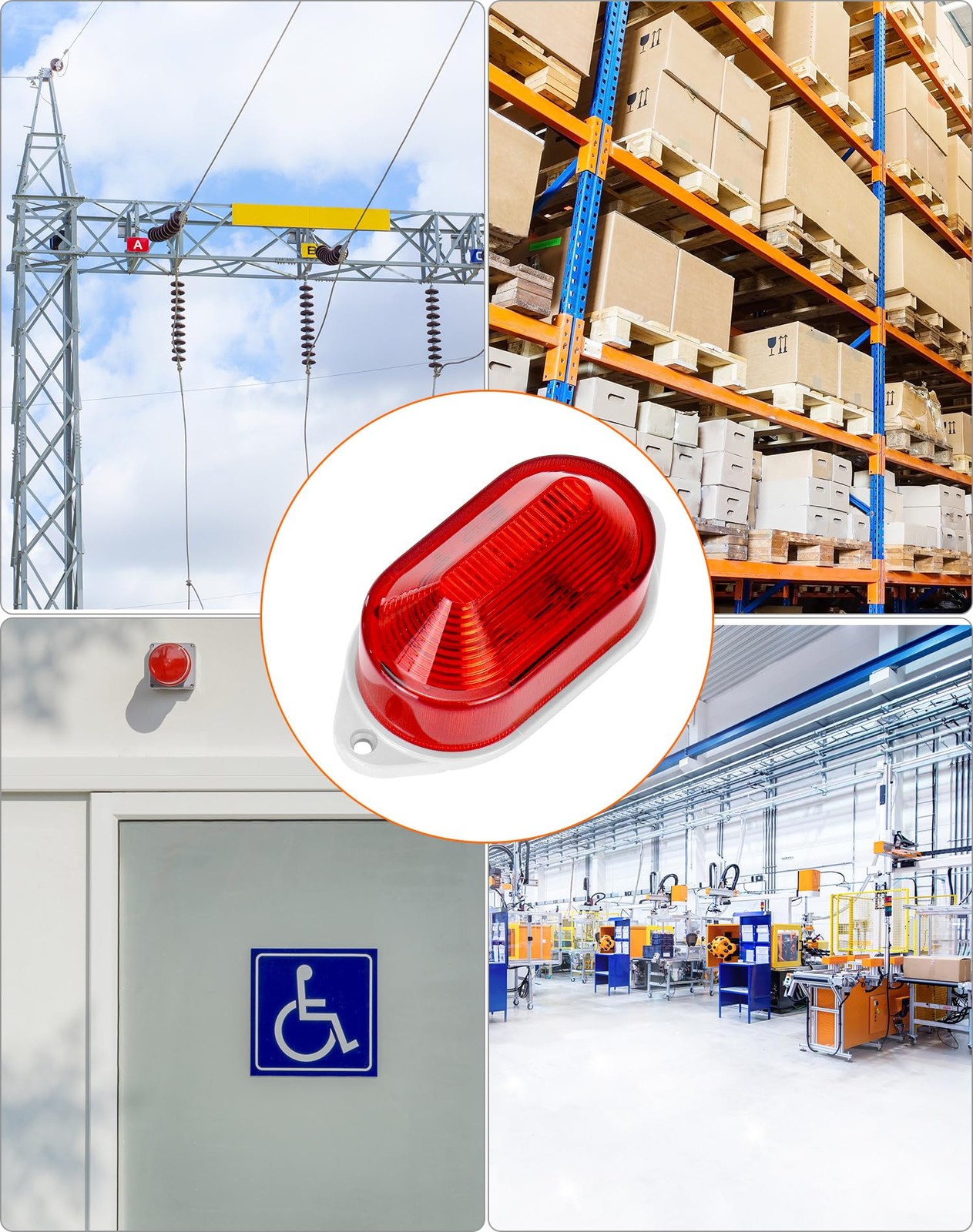 QWORK AC110V – 120V Industrial Strobe Siren Alarm Warning Light – Red –