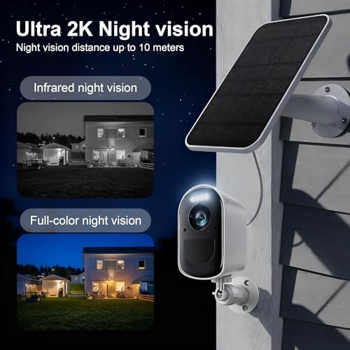 Security Cameras, Wireless Camera Outdoor Powered by 1 Count white and black