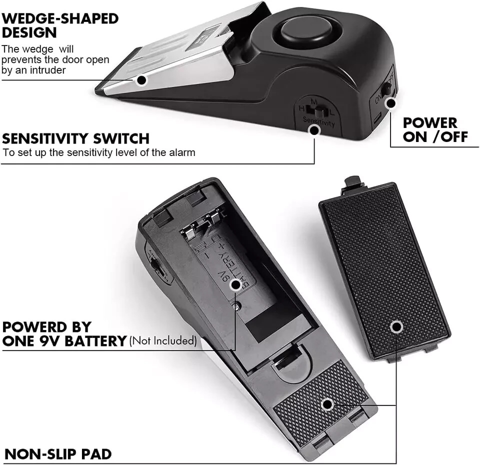 Door Stop Alarm, Door Stopper Security for Home Travel Apartment with 120DB