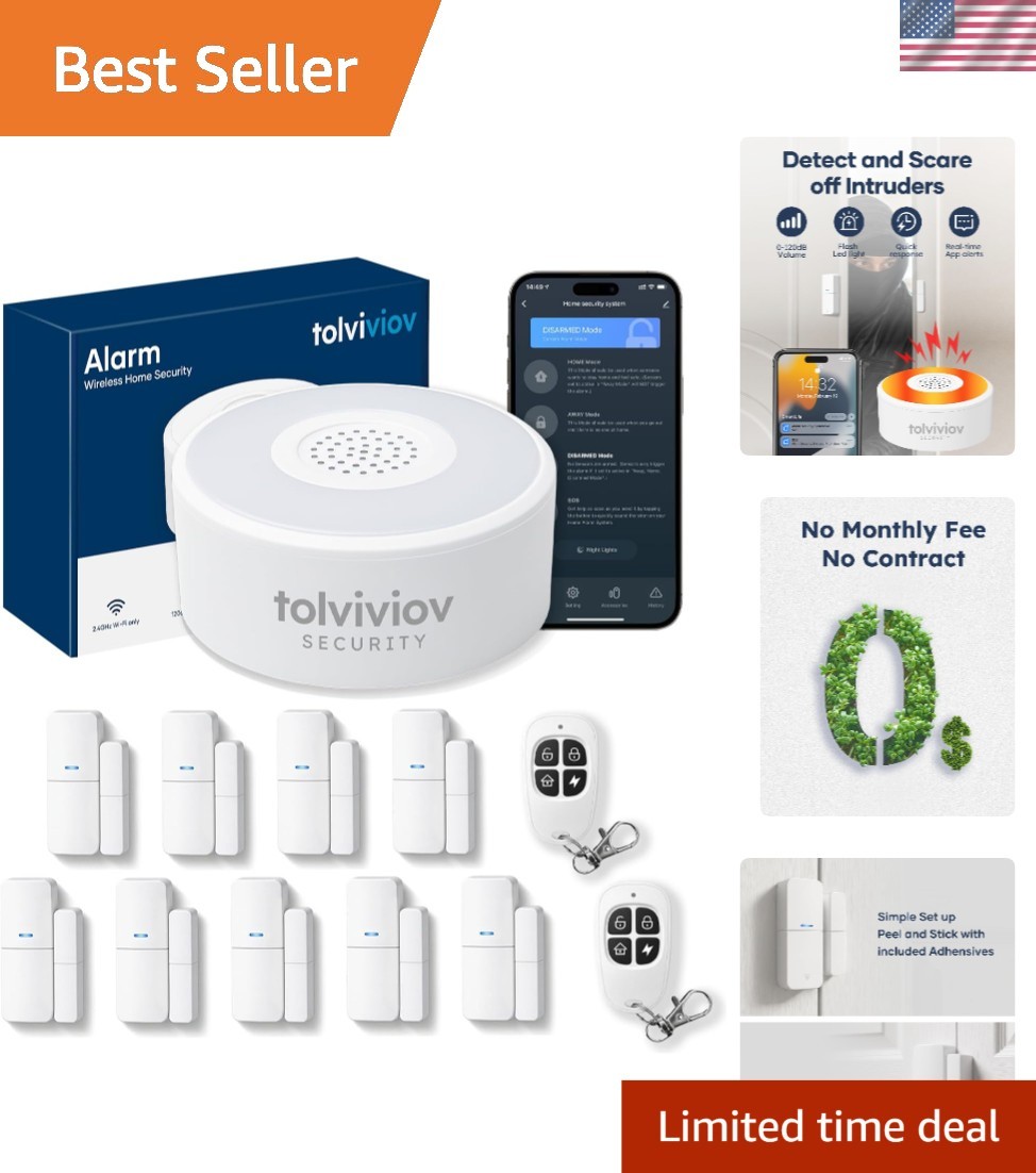 Security Alarm System with 120dB Siren – 12-Piece DIY Kit for Total Protection