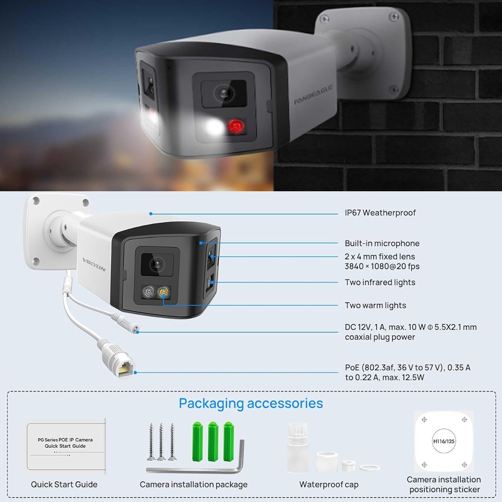 Vikylin 8CH NVR 4MP POE 180° Dual Lens Security IP Camera System 2 Way Audio Lot