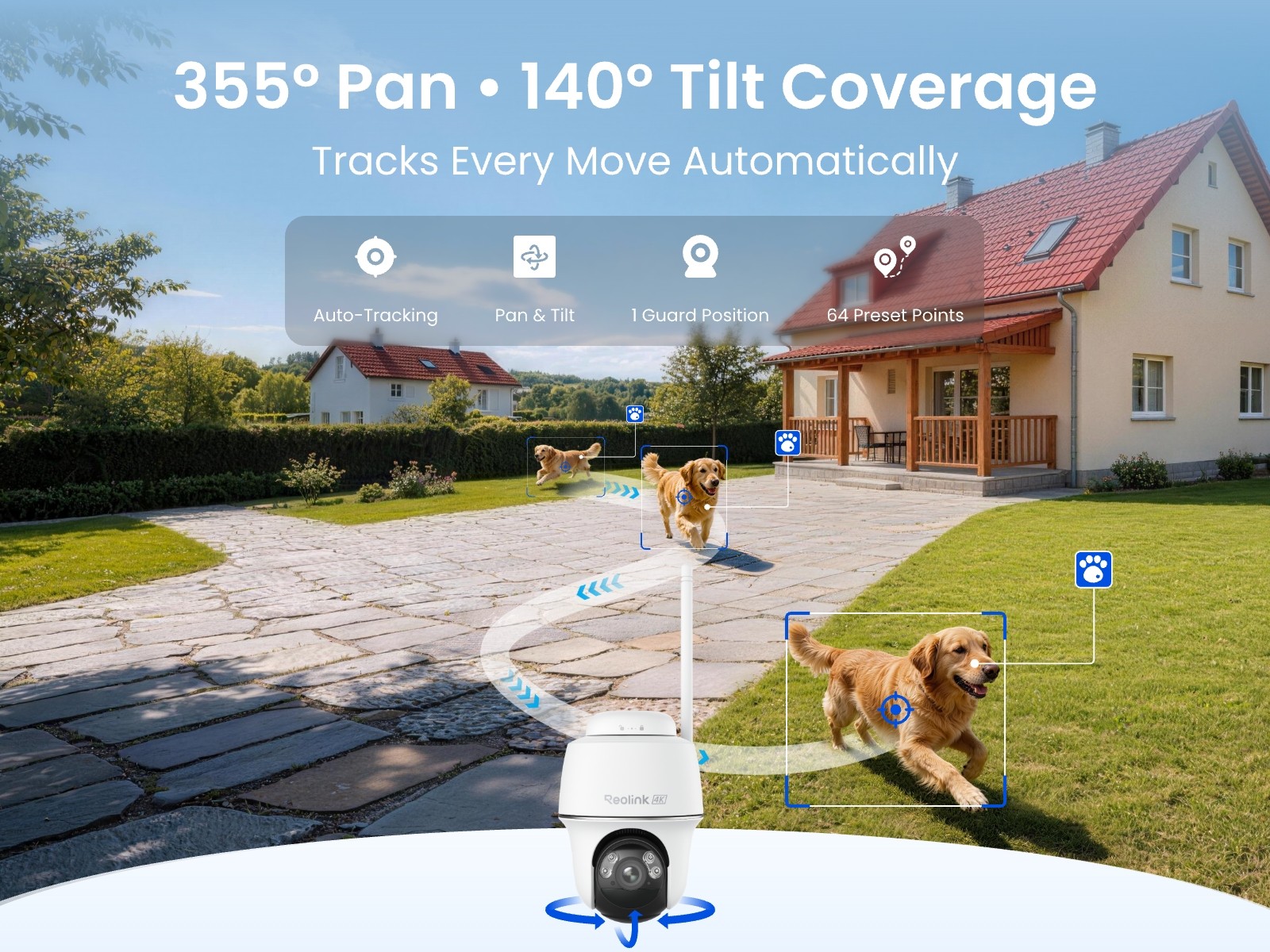 Reolink Argus PT Ultra 4K Battery Solar Wireless Outdoor Wi-Fi Security Camera