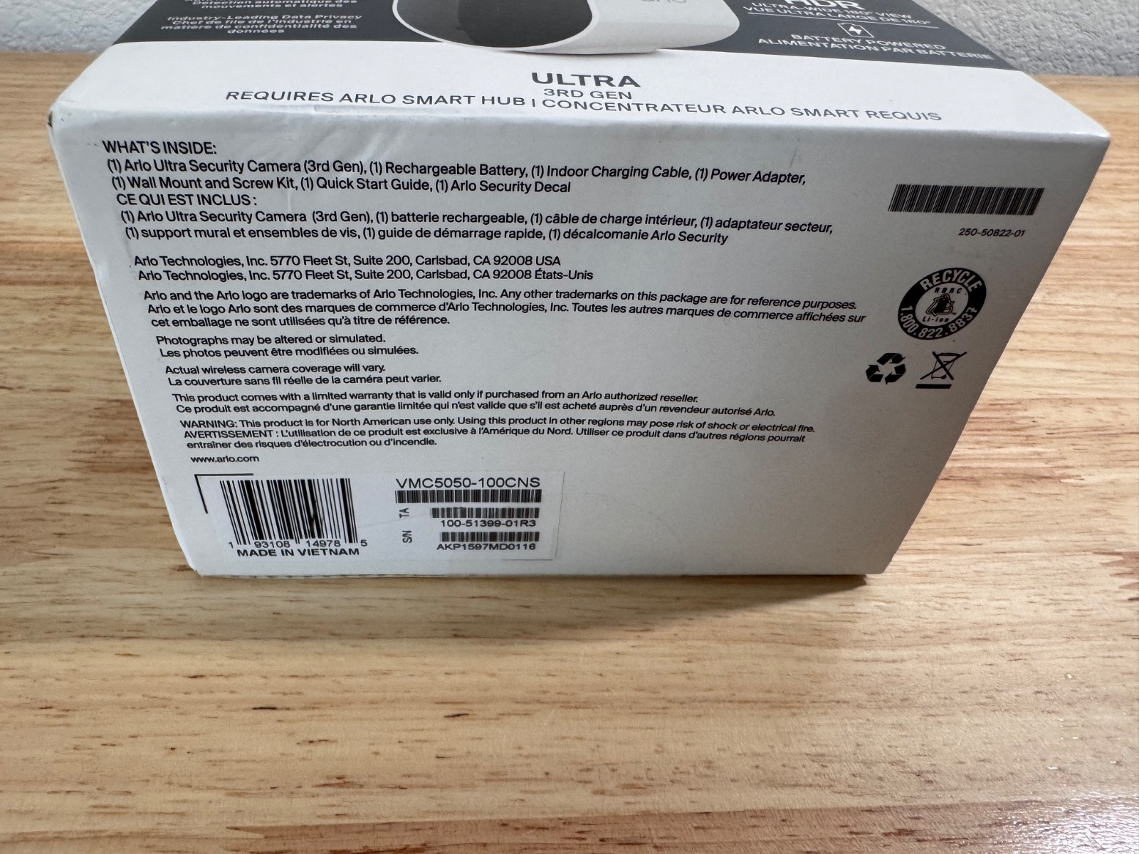 Arlo Ultra 4K 3rd Gen Single Add On Camera Battery Powered
