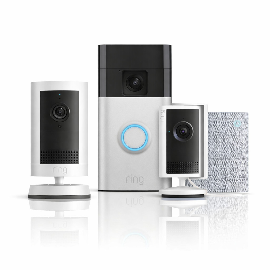 Ring Battery Doorbell, Satin Nickel with Chime 3, Outdoor Cam Plus & Indoor Cam