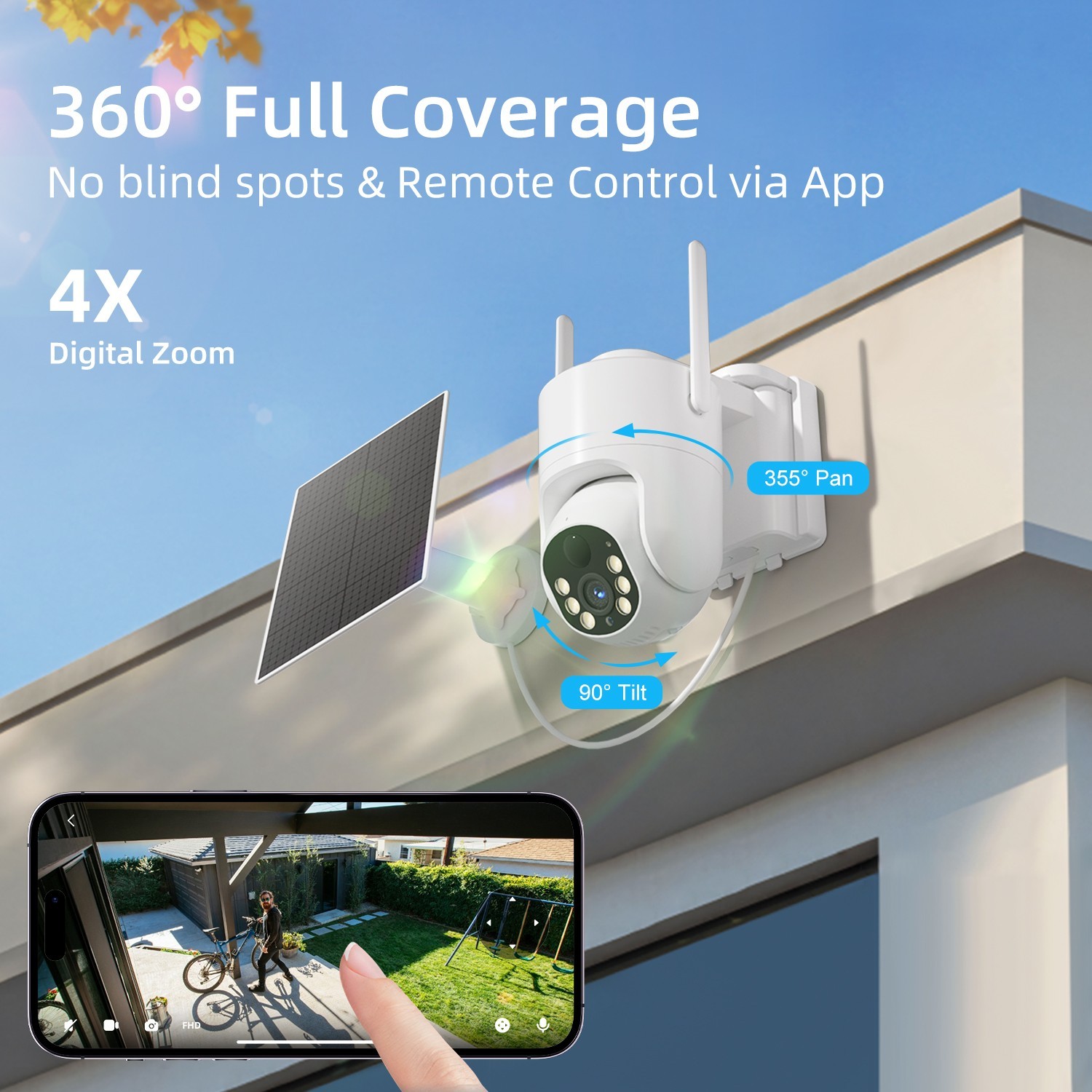4G LTE Cellular Solar Security Camera Wireless Outdoor Built-in SIM Card 2PACK