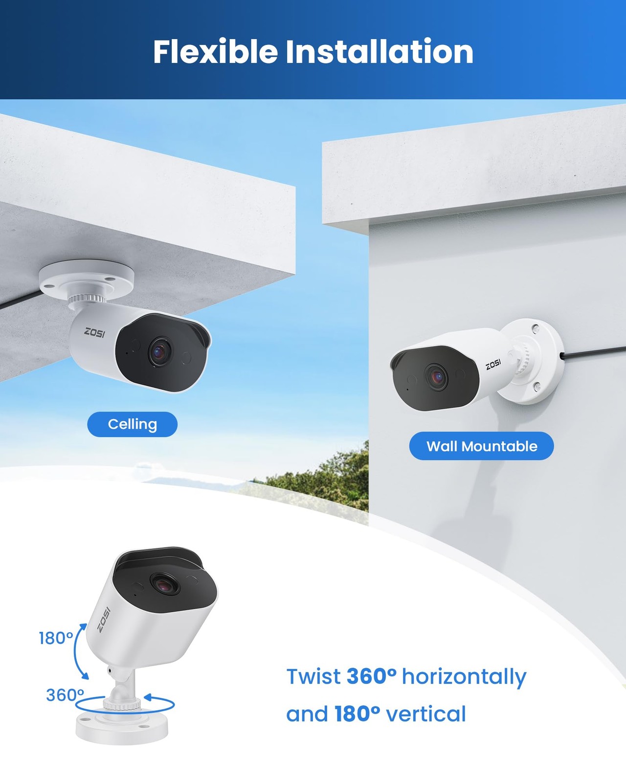 ZOSI 1080P HD Add On Camera, 2MP Indoor Outdoor Surveillance Home Security Ca…