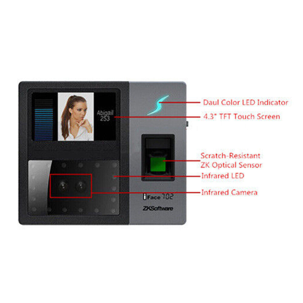 iFacial+ Finger TCP/IP Biometric Fingerprint Time Clock Access Control /iface702