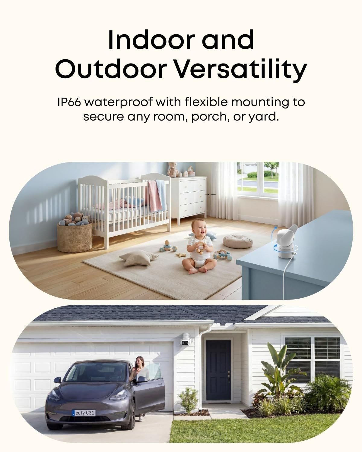 eufy Security Indoor/Outdoor Camera C31 | 360° Pan & Tilt | 1080p Night Vision