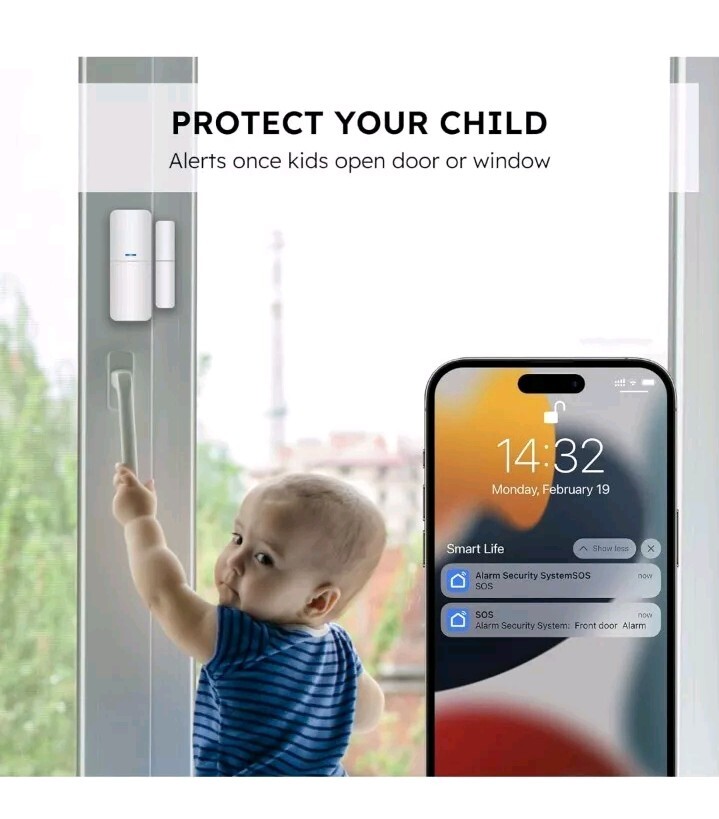 WiFi Door Alarm System, Wireless DIY Smart Home Security System, with Phone APP