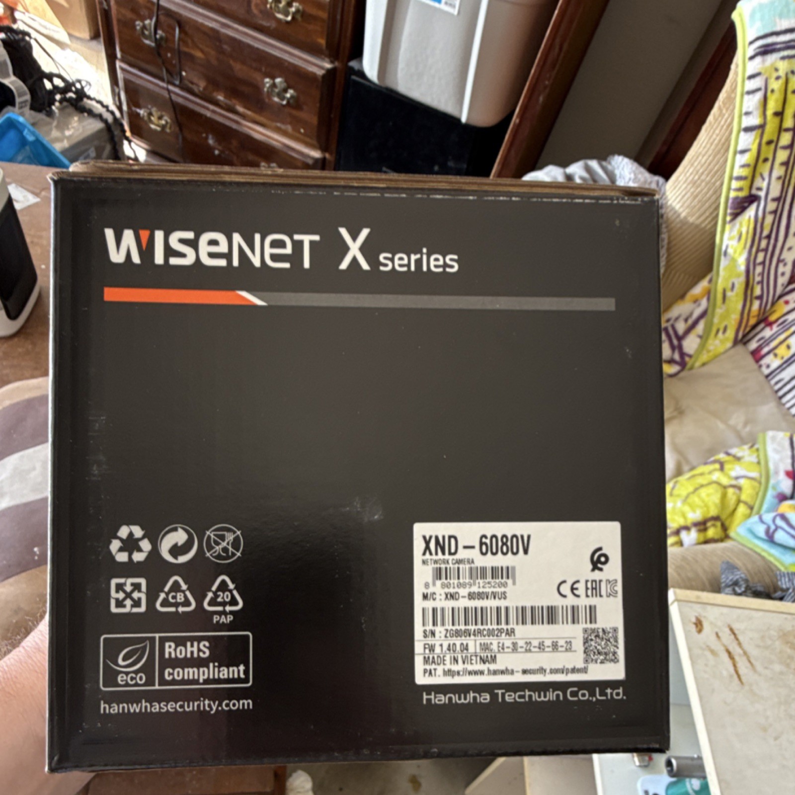 Wisenet XND-6080V Dome IP Camera 2MP WDR IR LED Motorized VF H.265 PoE White