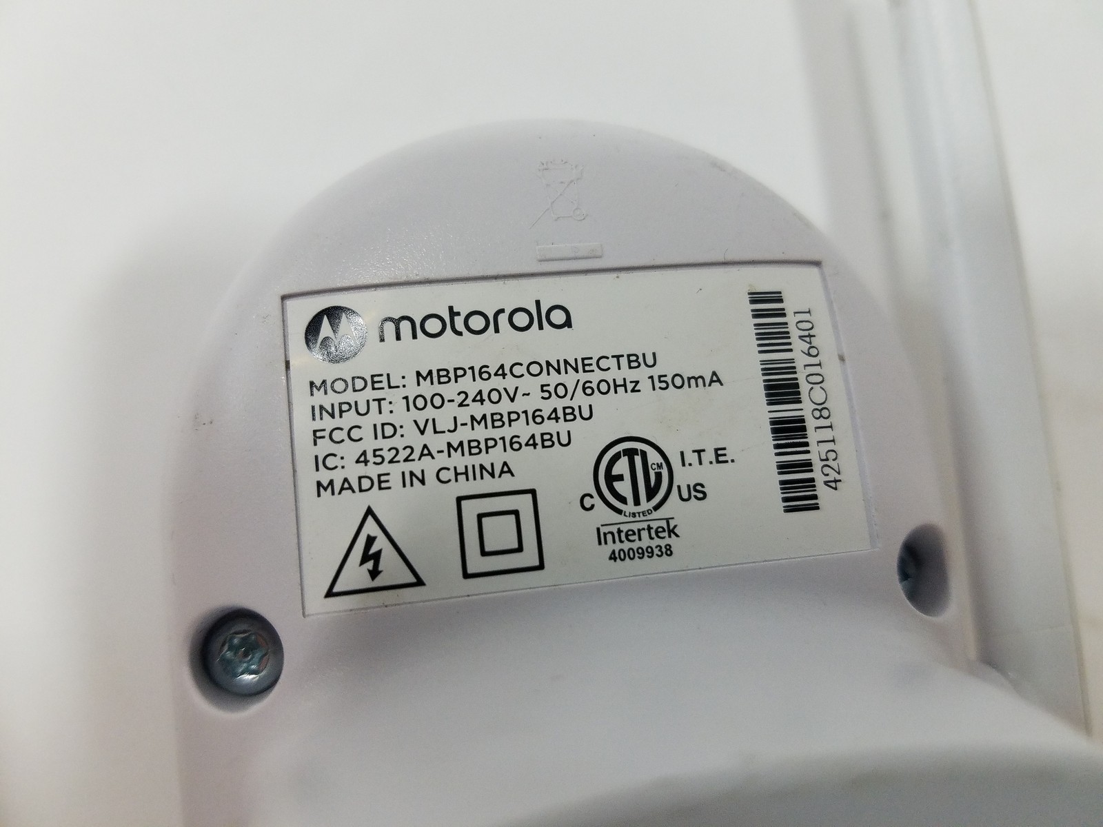 Motorola MBP164CONNECTBU Baby Monitor Intercom Unit