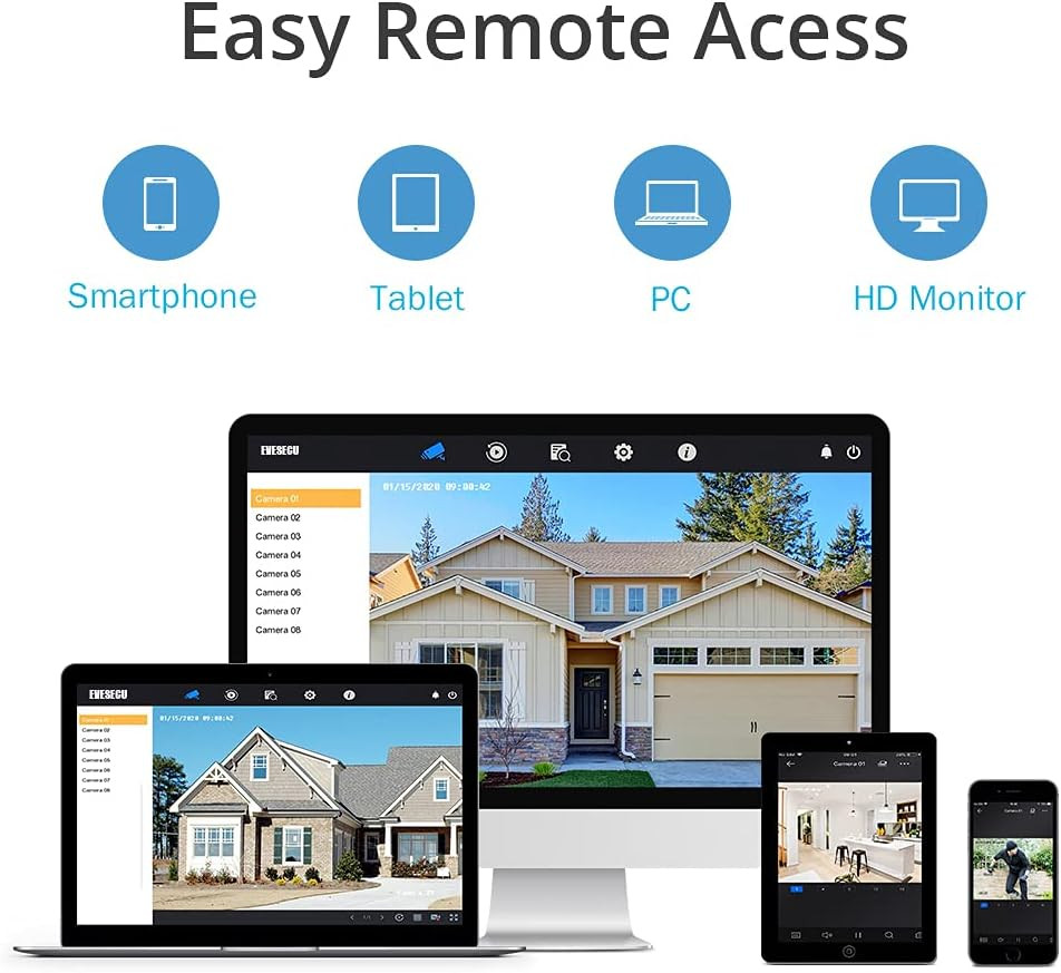 4 Channel Security Camera System 1080P Lite DVR and (4) 2.0MP 1080P Weatherproof