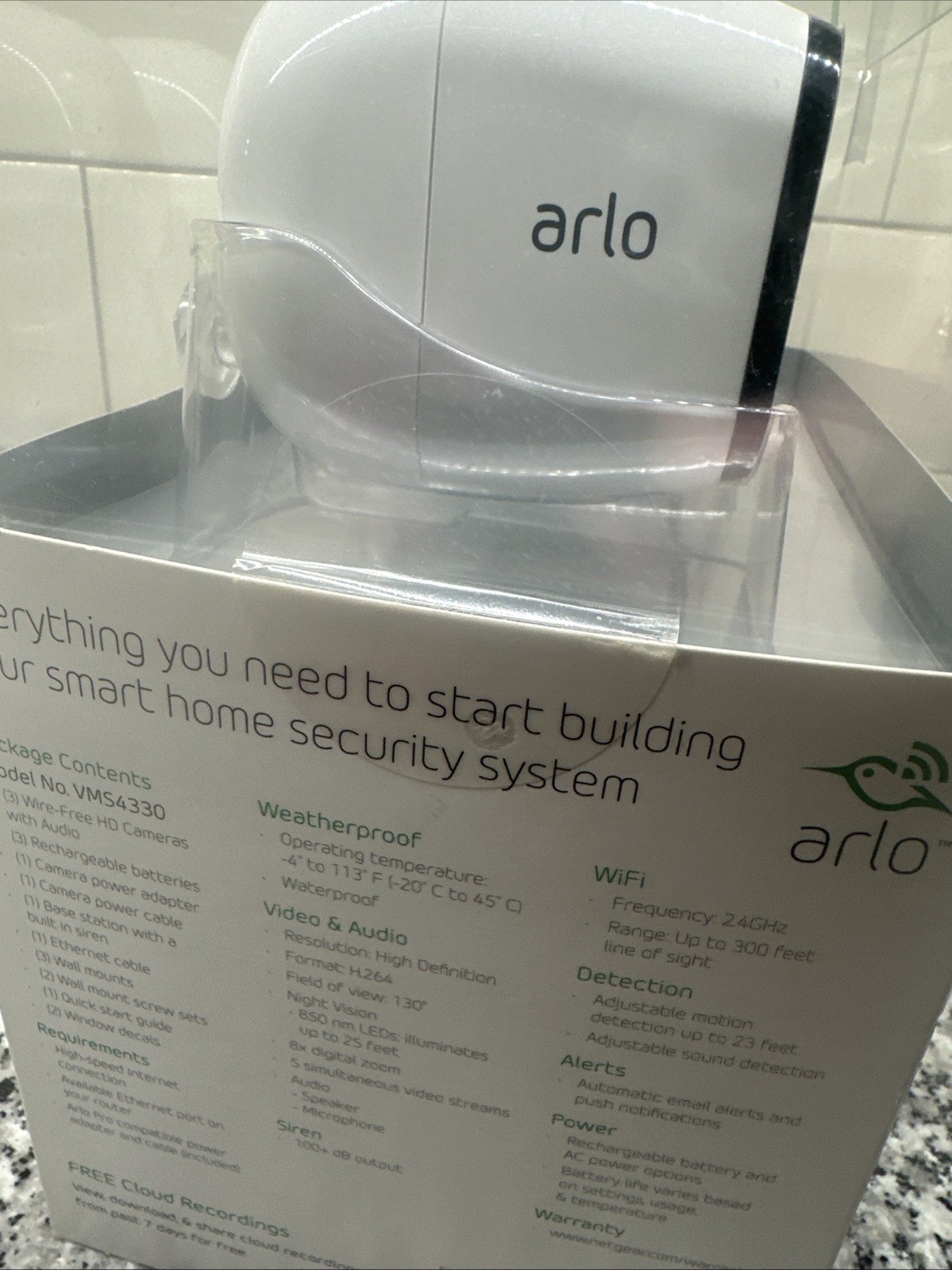 Arlo Pro VMS4330-100NAS 3 Camera HD Security System- NEW Factory Sealed