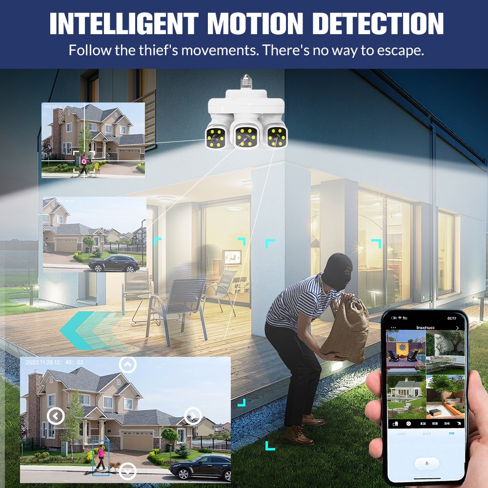6MP 3Lens WIFI Security Cameras 1080P Night Vision Supermarket Warehouse Factory