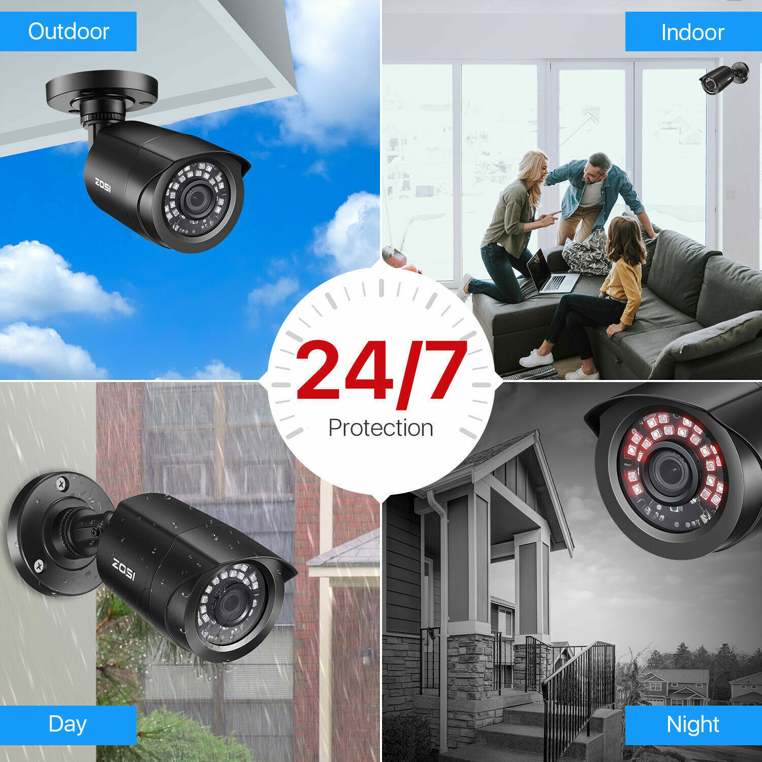 ZOSI 16CH 2MP 1080P Home Security Camera System 5MP Lite DVR CCTV Smart Alert IR