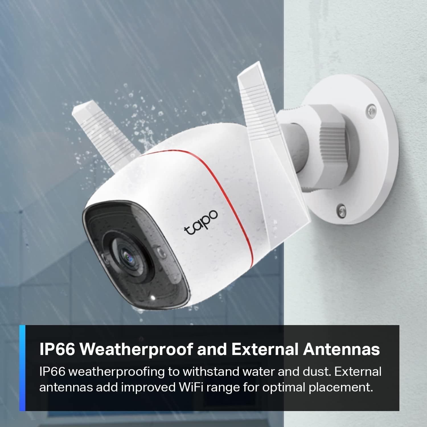 Tapo TP-Link 2K Security Camera Outdoor Wired, IP66 Weatherproof, 2K, White