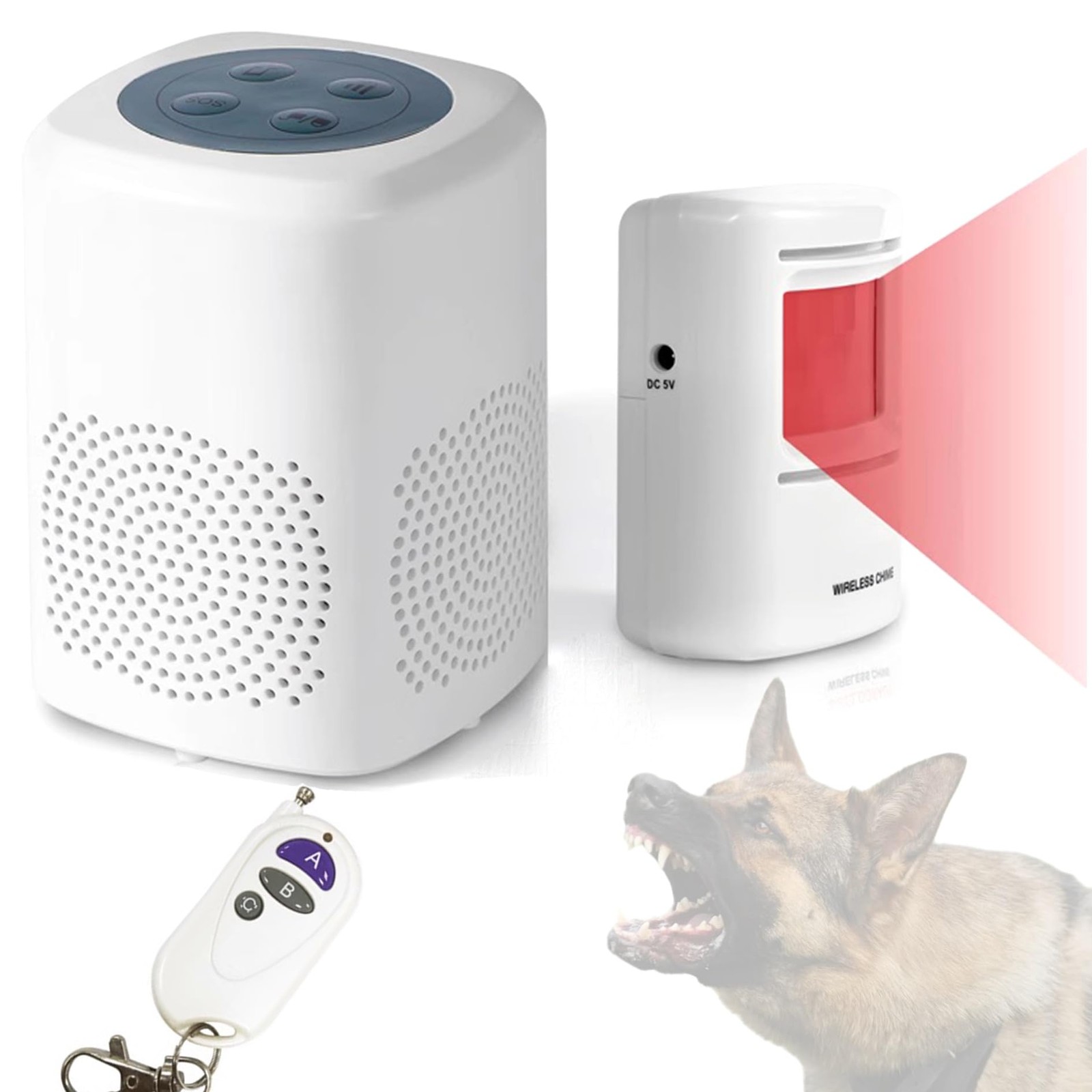 Loud Barking Dog Alarm, Motion Activated Dog Barking Alarm, IP43 Waterproof B…