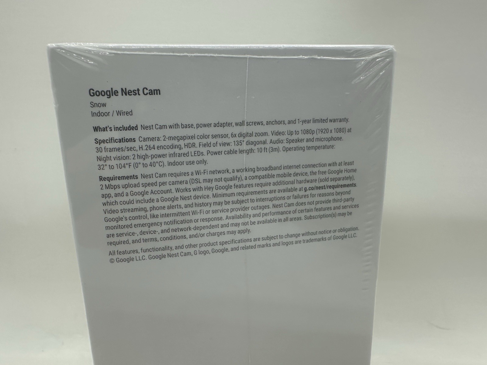 Google Nest Security Indoor Wired Camera 2nd Generation Night Vision w/ Alerts