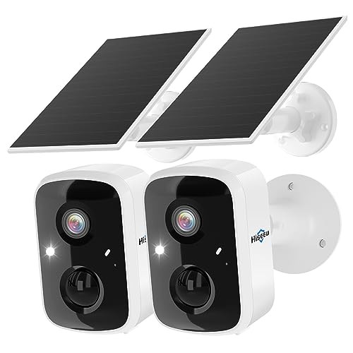 Solar Security Cameras Wireless Outdoor 2 Pack, Battery Powered 3K 2C90-White