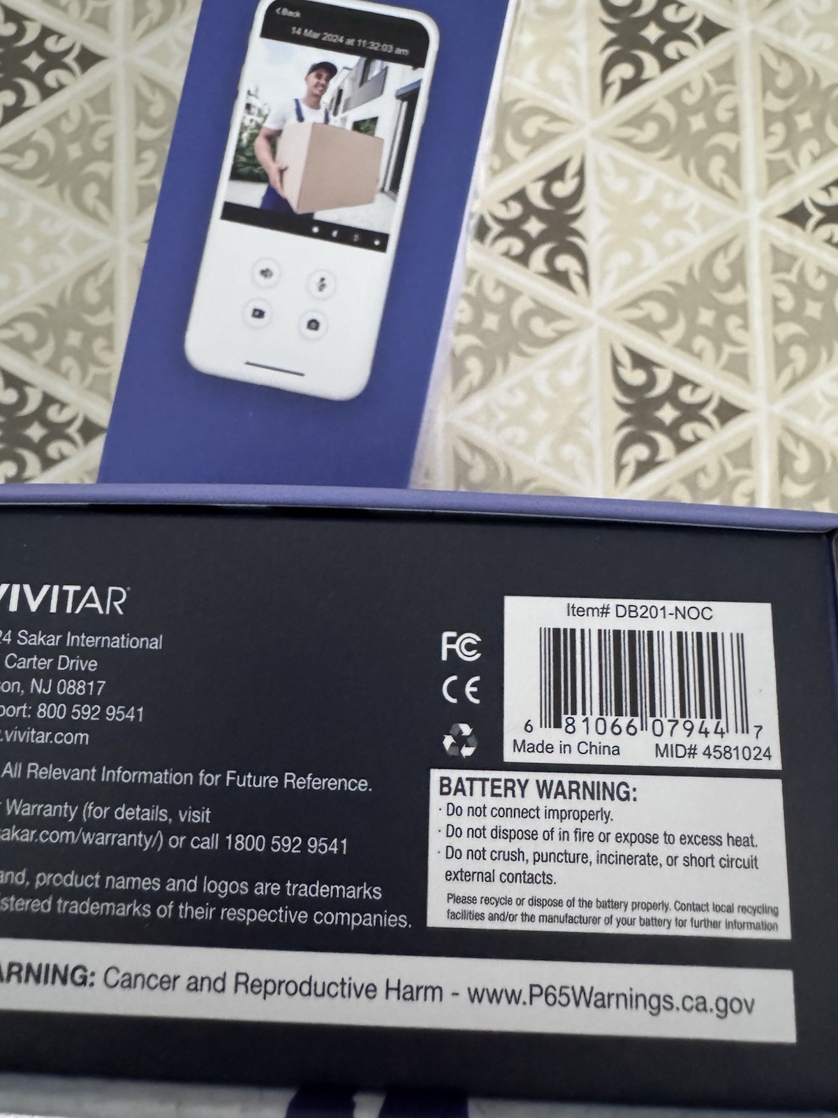 Vivitar Security Video Doorbell & Chime Kit WIFI White DB201 NOC –