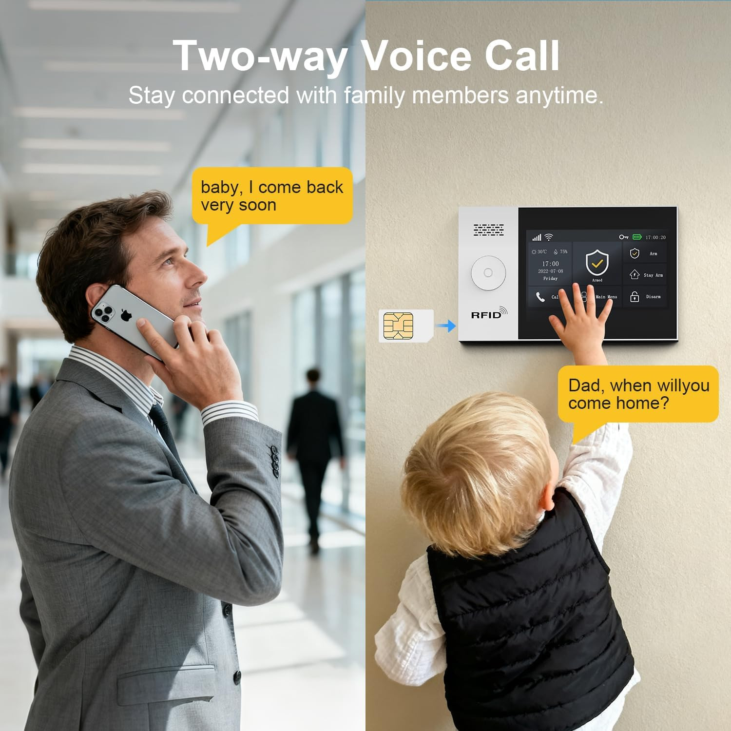 Smart Home Alarm System with Touch Screen, Sensors & App Control, No Fees