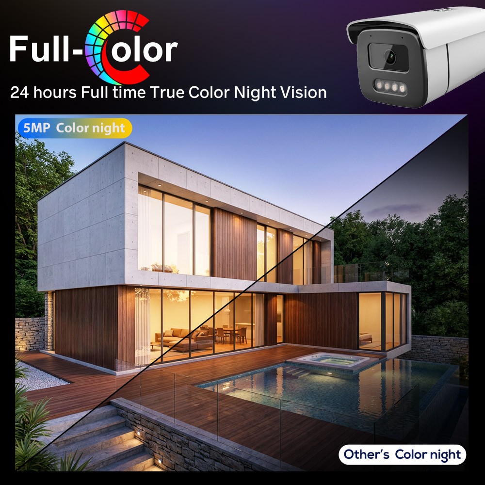 VIKYLIN 8CH 8POE NVR CCTV System 5MP Bullet IP Camera Mic Full Color Outdoor Lot