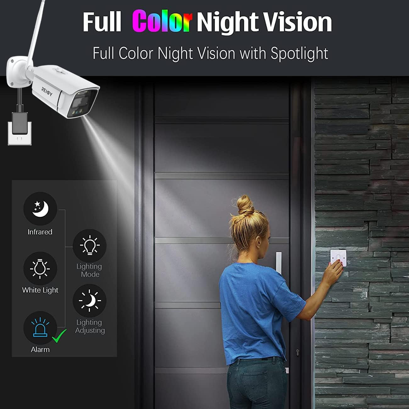 3MP Wifi Security Camera System with Floodlight without Hard Drive, 2K Outdoor H