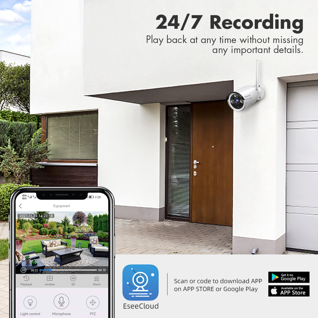 Wireless Security Camera System Outdoor Home 3MP 8CH With 1TB Hard Drive WiFi HD