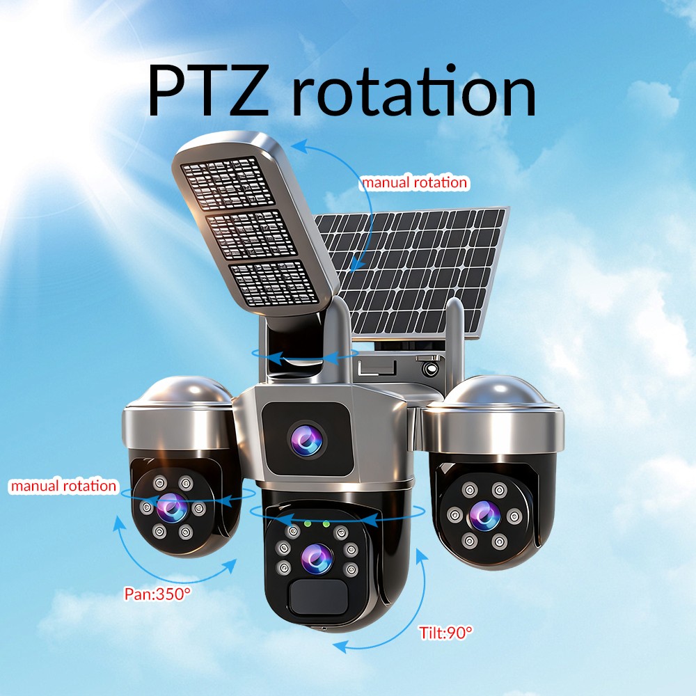 Solar Battery Powered Wireless WiFi Home Security Camera System Outdoor Pan/Tilt