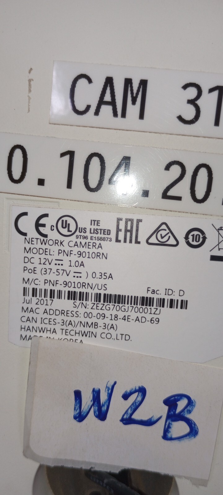 WiseNet used DEMO PNF-9010RN 12mp Fisheye IP Camera Hanwha Techwin