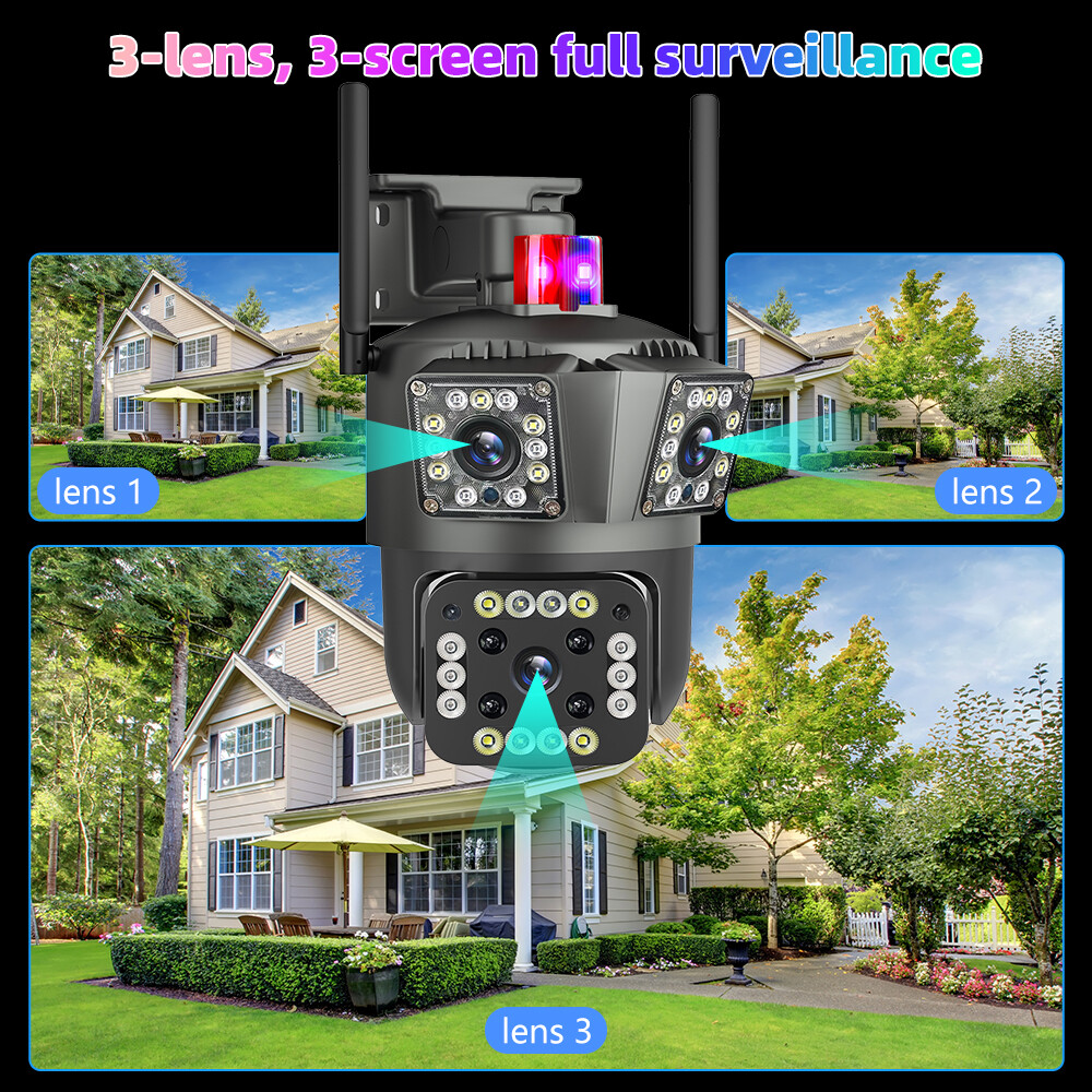 Dual Lens Security Camera Wireless 4K HD WiFi IP PTZ Home Outdoor CCTV IR Cam US