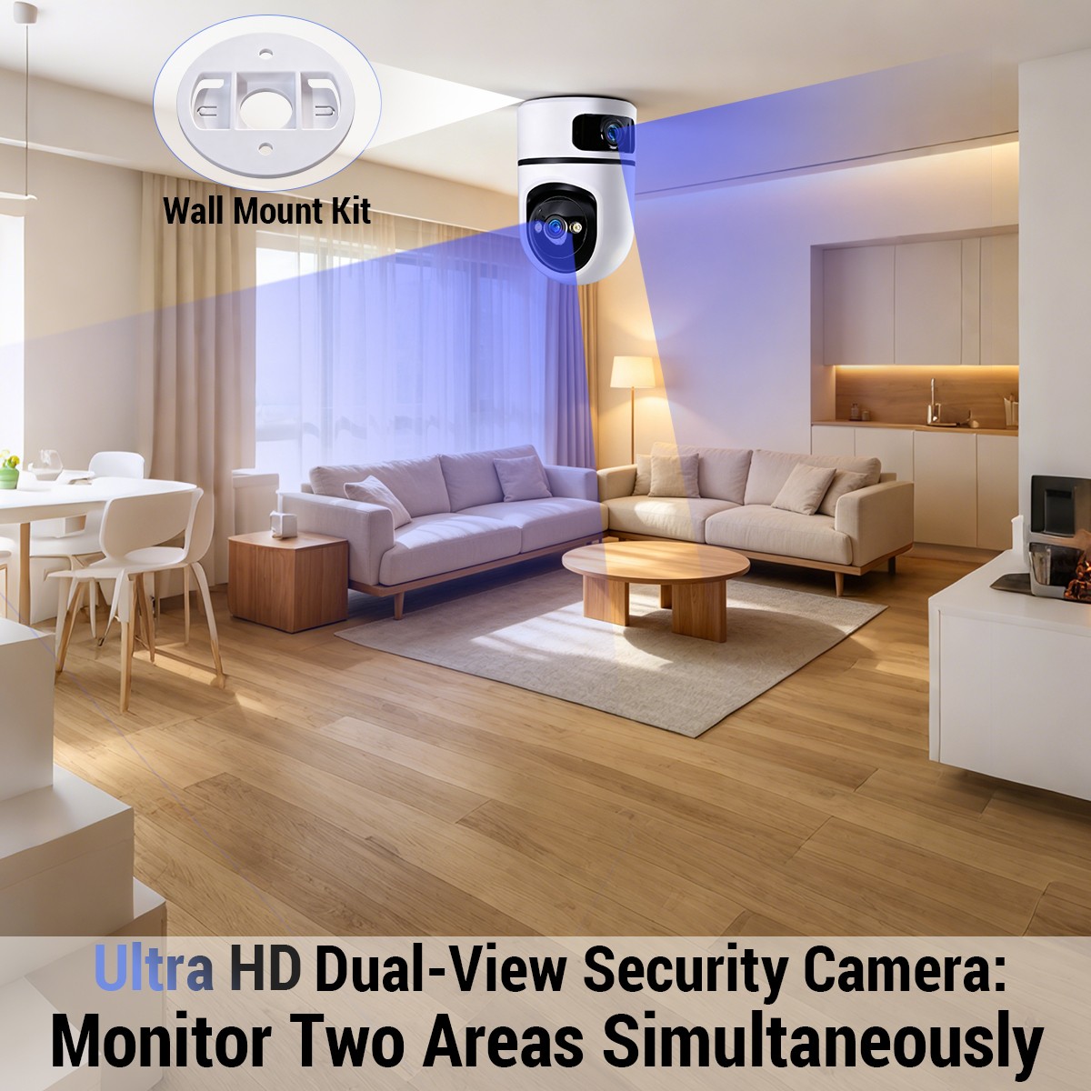 2K Audio Security IP Camera Dual Lens Indoor AI Human Detect Color Night Vision